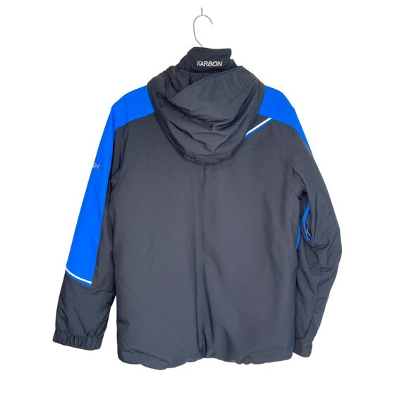 Karbon XS Black & Blue Ski Jacket With Hood Zippered Pockets Adjustable Cuffs - Picture 2 of 9